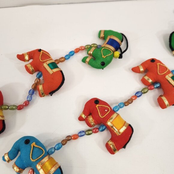 Fabric Elephant Garland Lot of 3 Bells Colorful Bright Chimes Indian Decoration - Picture 4 of 9